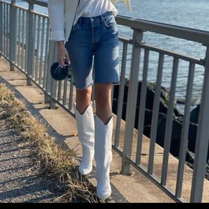 White Heeled Boots with Western Flair